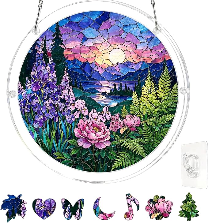 Acrylic Puzzle Suncatcher, Stained Glass Style Art DIY Puzzle by REAIJUNPIN