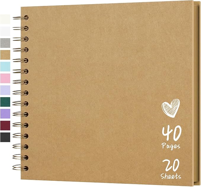 Scrapbook 8x8 Inch DIY Scrapbook Album Hardcover Kraft Paper 40 pages/20 sheets by Hiwhy
