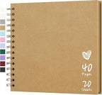 Scrapbook 8x8 Inch DIY Scrapbook Album Hardcover Kraft Paper 40 pages/20 sheets by Hiwhy