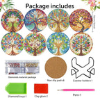 8 Pack Diamond Art Coasters, Tree of Life Diamond Painting Coasters Kits | Tree - Image 2