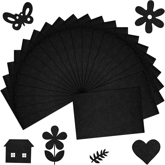 20 Pcs Black Felt Fabric Sheet 8" x 12" Assorted Color Felt Fabric Sheets by Bringsparkletoeverydaylife