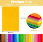 ZUFECY 40Pcs Felt Sheets for Crafts, Nonwoven Felt Squares for Sewing Patchwork - Image 2