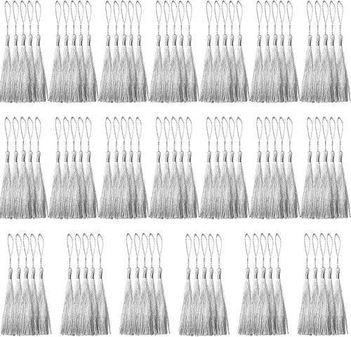 100 Pcs Silver Mini Tassels 13cm/5 Inch by CREATRILL