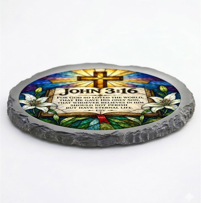 Magnolia Garden 10-Inch John 3:16 Scripture Stepping Stone - Image 3