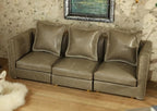 iLAND Dollhouse Furniture Sectional Dollhouse Couch Set Grey Faux Leather Sofa - Image 5