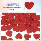 MECCANIXITY 60Pcs Glitter Foam Stickers 1 Inch Self-Adhesive Sparkly - Image 2