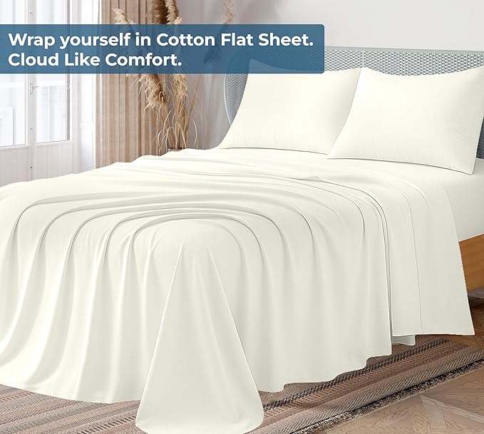 Royale Linens 100% Organic Cotton King Flat Sheet Only - Image 2