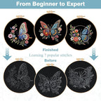 RidaaFri Embroidery Kit for Beginners, 3 Pk Stamped Butterfly DIY Craft Supplies - Image 2