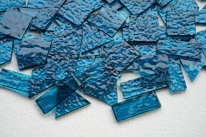 Large Size Textured Transparent Glass Mosaic Tiles, 200g Stained Glass Pieces - Image 4