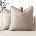 MIULEE Decorative Linen Euro Sham Pillow Covers 24x24 Inch Natural Linen Boho by MIULEE