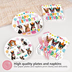 96 Pcs Boston Terrier Birthday Party Decoration Dog Puppy Theme Plates and - Image 3