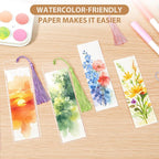 60 Pack Bookmarks with Sleeves & Tassels – Blank Watercolor Paper Bookmarks - Image 5