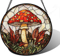DASTOLL Stained Glass Window Hanging, Big Red Mushroom Suncatcher by DASTOLL