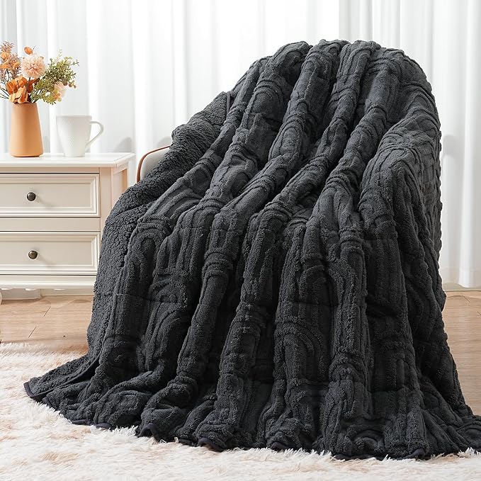 Wemore Jacquard Fleece Weighted Blanket Twin Size 48" x 72" 12lbs, Ultra Soft by WemoreDirect