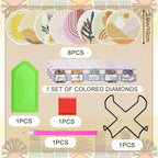 UPINS 8Pcs Boho Diamond Art Painting Coasters - Image 2