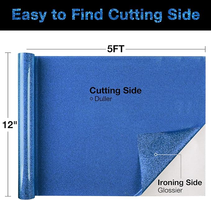 TORC Royal Blue Glitter HTV Heat Transfer Vinyl Roll 12 inch x 10 ft Iron on - Image 2