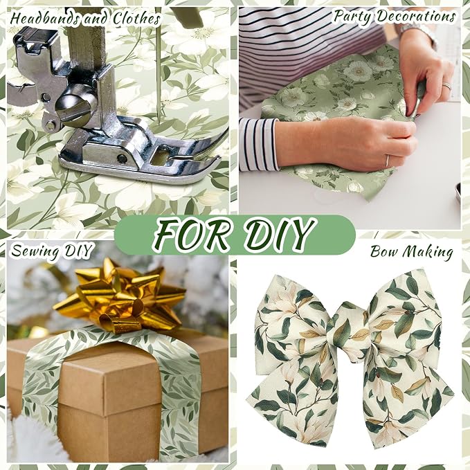 Hosuly 40 Pcs Sage Green Floral Fabric Spring Flower Jelly Fabric Quilting - Image 6