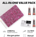 31000Pcs Dark Pink Rhinestones for Bedazzling, Flat Back Resin Jewel Crystal - Image 2