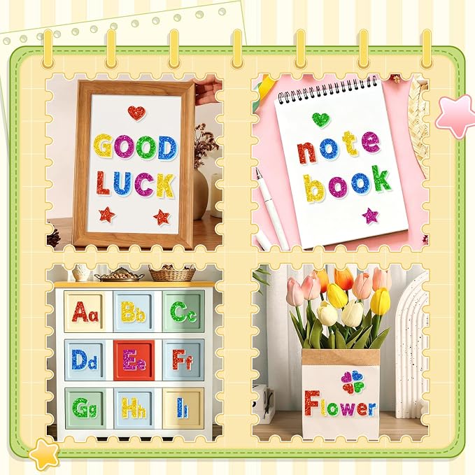 Glitter Foam Letter Stickers 335 Pcs Self-Adhesive Uppercase & Lowercase ABC - Image 8
