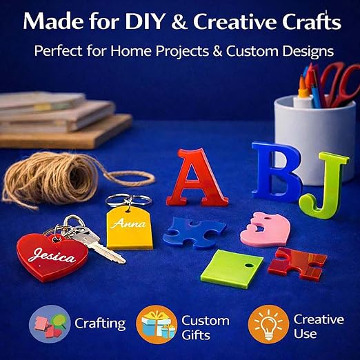 8x8 Inch Colored Acrylic Sheets, 10-Color Variety Pack, 3mm Cast Acrylic Blanks - Image 3