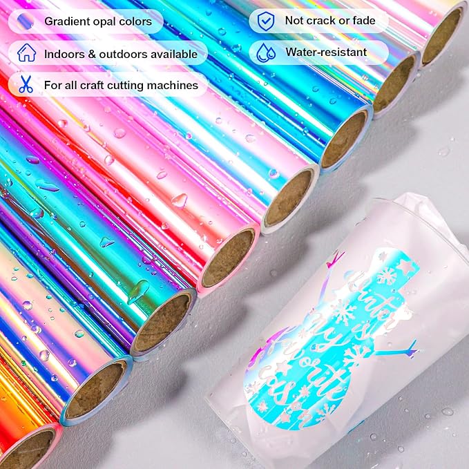 VINYL FROG Opal White Adhesive Vinyl 12" x5ft Holographic Craft Vinyl - Image 6