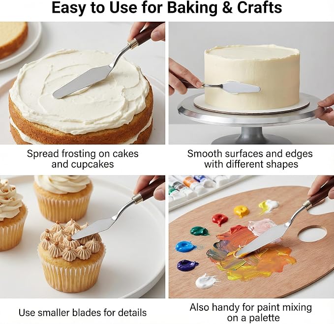 5-Piece Icing Spatula Set, Stainless Steel Cake Frosting Spatulas & Palette - Image 4