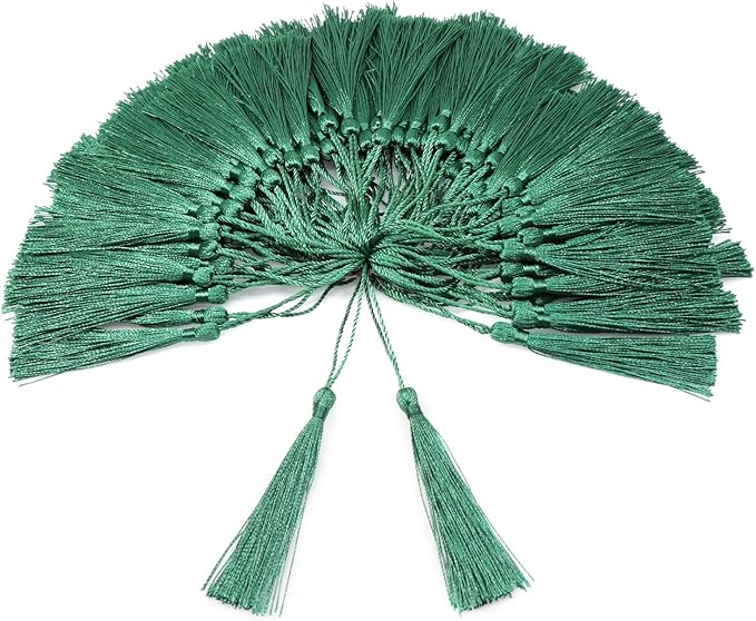 VAPKER 100 Pieces Green Silky Handmade Soft Tassels 13cm/5-Inch by VAPKER