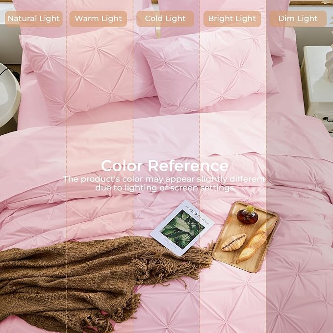 Sasttie Twin Comforter Set, 5-Piece Bed in a Bag, Pintuck Bedding Sets - Image 8