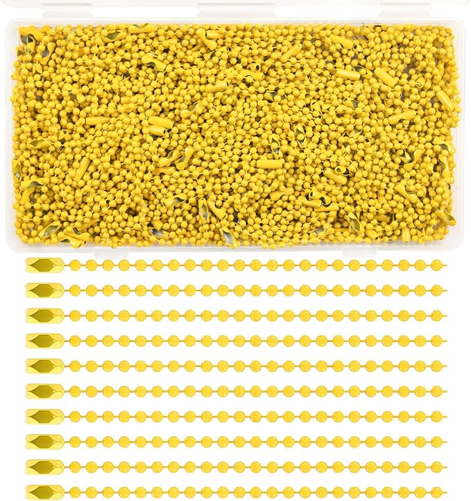 300Pcs Stainless Steel Ball Chain Set, 2.4mm Bead Chains 10 Colors 3.9 Inch by ELANE