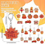 RattanView 24 Pcs Fall Craft Color Your Own Keychains DIY Craft Wooden Blank - Image 2