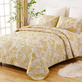 WONGS BEDDING Botanical Quilt Set Queen Size by WONGSBEDDING