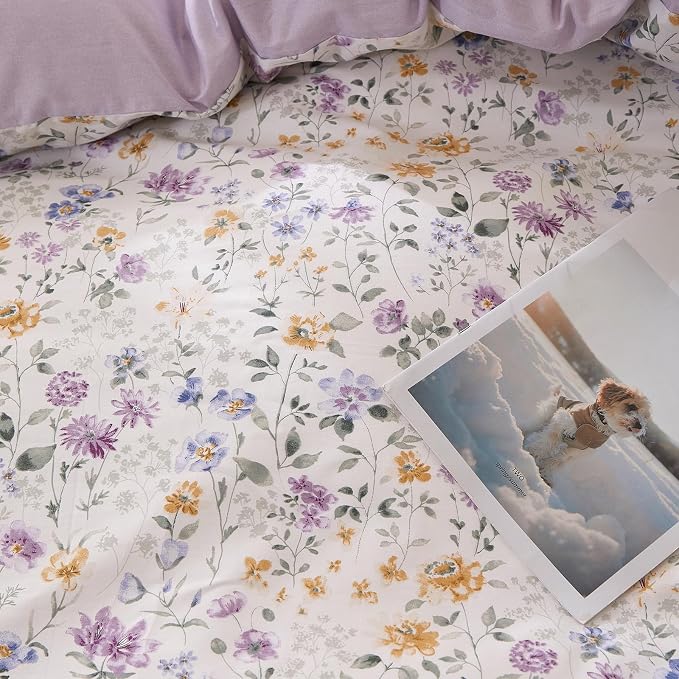 mixinni Floral Duvet Cover Set Twin Size, 100% Cotton 3-Piece Bedding Set - Image 8