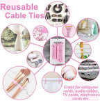 70pcs Cable Ties Reusable Pink Wire Ties Cable Management Cord Ties Reusable - Image 3