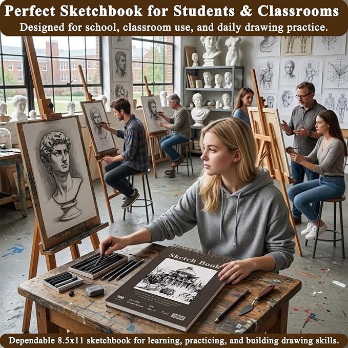 Sketch Book 11 x 14”, 100 Sheets Top Spiral Sketchbook, 68lb /100gsm Drawing - Image 7