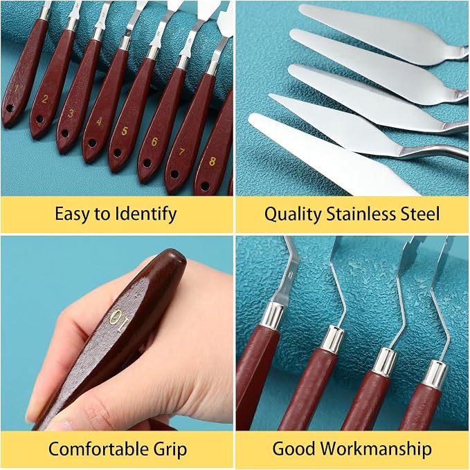 Lasnten 37 Pcs Palette Knife Set Pallet Knife Set Stainless Steel Paint Spatula - Image 3