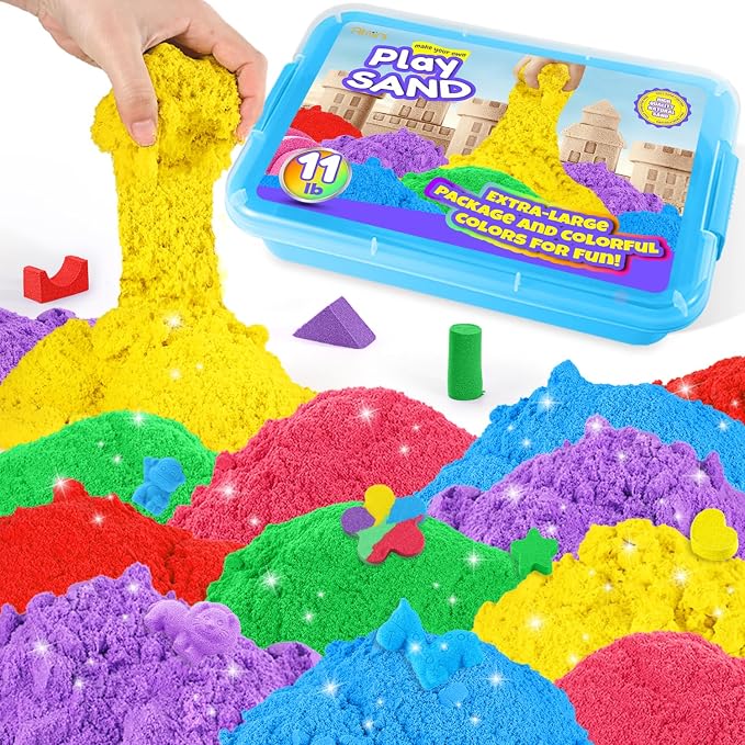 AtMini Play Sand for Kids, 11lbs of 6 Colored Sands, Magic Sand Bulk, Play Sand by LearningThroughPlay