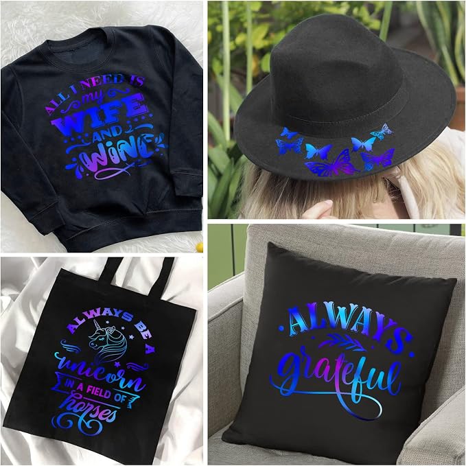 VINYL FROG Blue Holographic Heat Transfer Vinyl 12" x5ft Blue Metallic HTV - Image 3