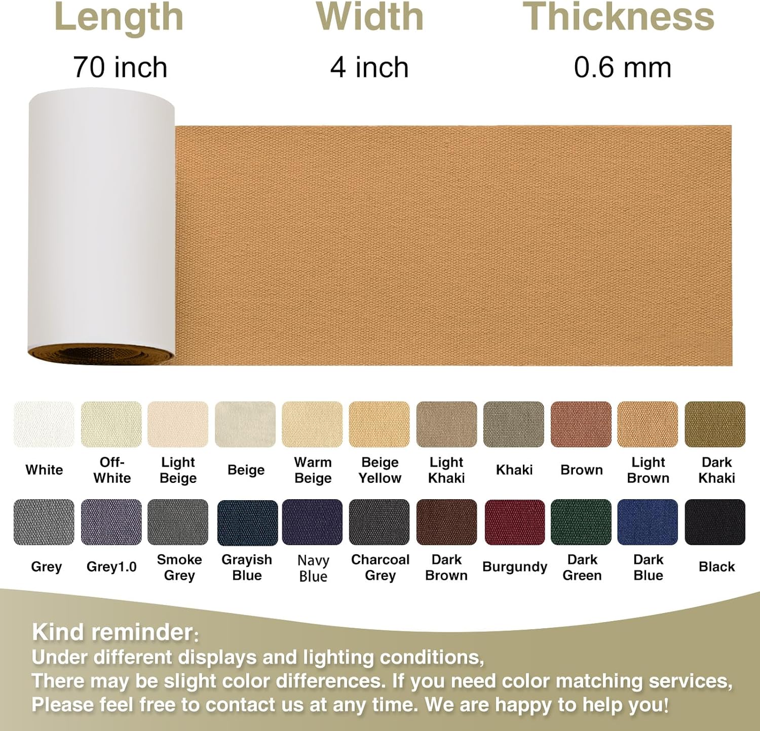 Canvas Repair Tape 4×70 Inch Waterproof Self-Adhesive Fabric Repair Patch for Repairing Boat Covers,Tents,Patio Umbrellas,Car Seats,Luggage,Sofas.(Light Brown)