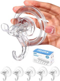 Antimbee Transparent Heavy Duty Suction Hooks, 5 Pack, Holds up to 11 lbs, Modern & Simple Design, Reusable & Removable, Ideal for Bathroom, Kitchen, Glass, Metal, Plastic Surfaces