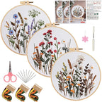 Herdiese Embroidery Kit for Beginners & Adults, Pre-Printed Fabrics, 9 Needles by Unknown