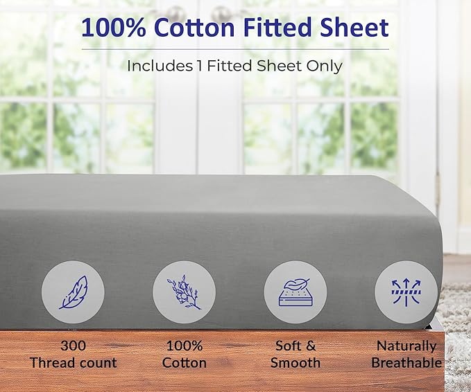 ROYALE LINENS 300 Thread Count 100% Long Staple Combed Cotton Fitted Sheet - Image 4