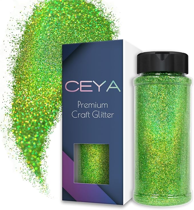Ceya 3.8oz/ 110g Holographic Ultra Fine Glitter Powder Laser Light Green by CEYA