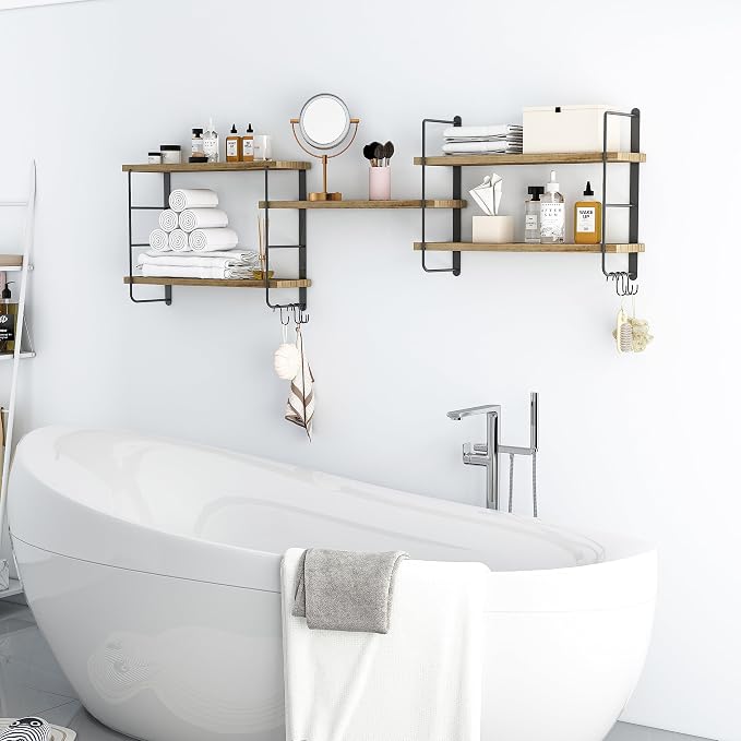 MXCSE Wall Shelves, Wall Mounted Floating Bookshelves, DIY Wood Hanging Shelves - Image 6