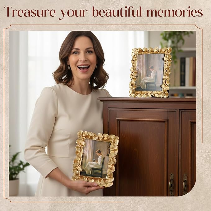 Wonderjune 3 Pcs Vintage Picture Frames Antique Set Baroque Ornate Gold Arched - Image 5