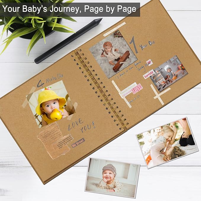 DIY Scrapbook Album 8x8 Inch, Hardcover Kraft Paper Scrap Book Photo Album - Image 2