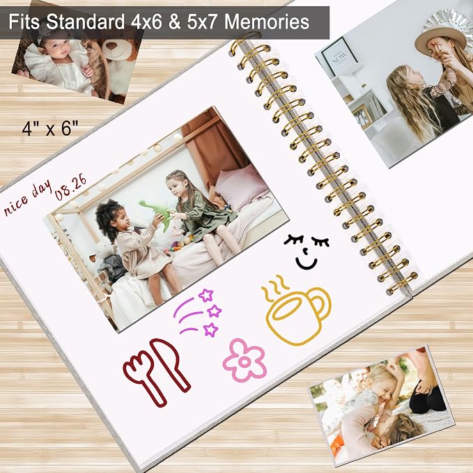 10 x 10 Inch Scrapbook Photo Album, Hardcover Kraft White Pages Arch Window - Image 6