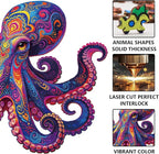 200pcs Wooden Puzzles for Adults Unique Animal Shaped Pieces Colorful Octopus - Image 3