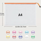 JARLINK A4 Mesh Zipper Pouch Bags, Office School Supplies, Cosmetics Travel - Image 2