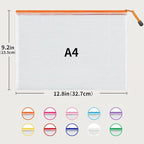 JARLINK A4 Mesh Zipper Pouch Bags, Office School Supplies, Cosmetics Travel - Image 2