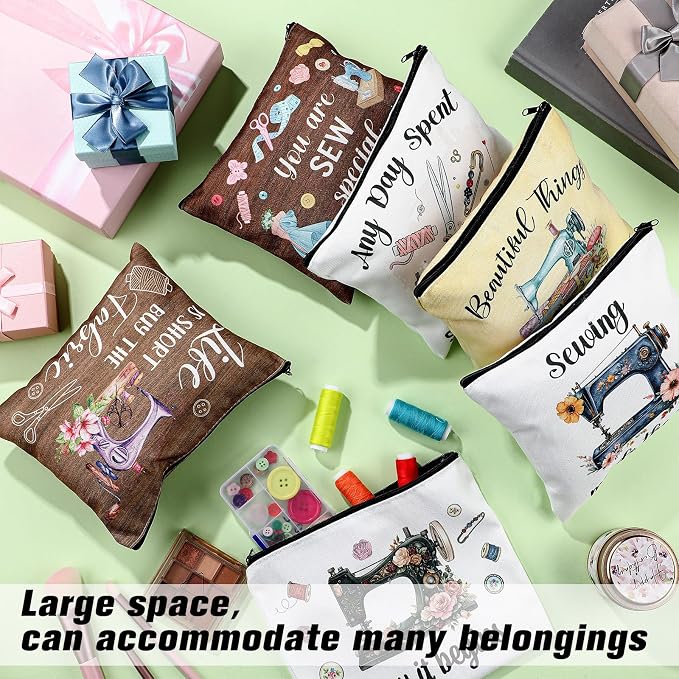 Reginary 6 Pcs Sewing Gifts for Women Quilter Sewing Cosmetic Bags Quilting - Image 6
